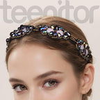 Teenitor 5pcs Elastic Beaded Headbands, Jewels Hairbands Hat Bands, Crystal Rhinestone Headband for Women Girls