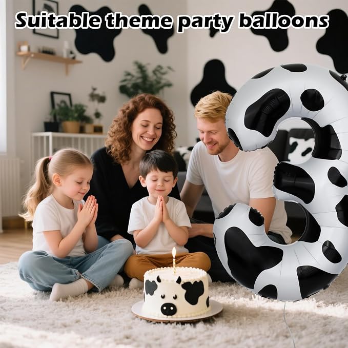 40 Inch Cow Print Number 3 Balloons, Birthday Party Aluminum Foil Balloon - Image 4