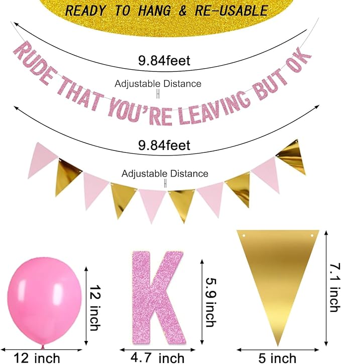 ADULLPONY Going Away Party Decorations Rude That You're Leaving But OK Banner - Image 3