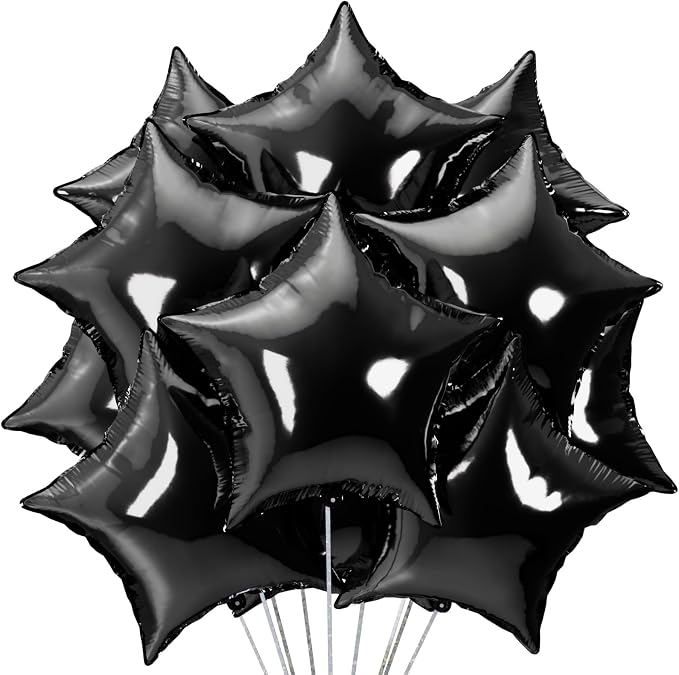 25Pcs Black Star Shaped Balloons 18Inch Foil Mylar Balloon Helium | by Unknown