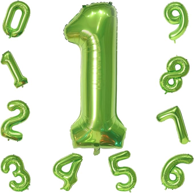 40 Inch Green Number 1 Balloon for 1st Birthday Decoration, Large Self Inflate - Image 9