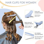 12PCS Hair Clips for Styling Sectioning - Non Slip No Crease Duck Billed Hair Clips for Women with Silicone Band - Professional 4.3 Inch Large Salon Hair Cutting Clips for Hairdresser - Macaron
