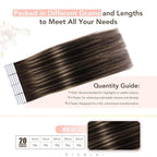 Sindra Invisi Edge Tape in Hair Extensions Human Hair, 20 Inch 55g 20pcs Dark Brown Mixed Chestnut Brown Invisible Extensions Natural Seamless Injected Tape Ins Straight