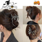 3 Pieces Large Metal Spider Net Bat Hand Hair Claw Clips for Women and Girls Thick Long Hair, Gothic Decor Skeleton Spooky Hair Styling Accessories for Halloween Christmas Gifts