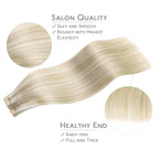 WENNALIFE Tape in Hair Extensions Human Hair, 40pcs 100g 22 inch Ash Blonde Highlighted Platinum Blonde Hair Extensions Real Human Hair Straight Tape in Extensions Invisible Human Hair Extensions