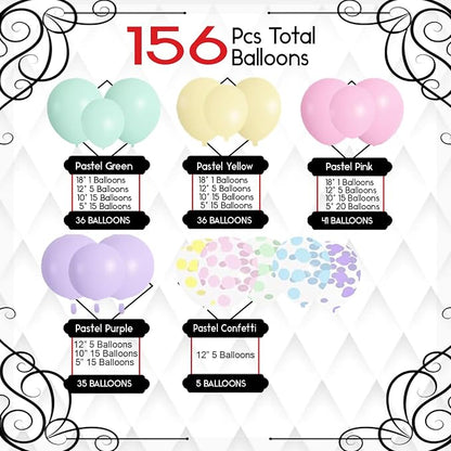 Archloon 156pcs Pastel Balloons Garland Arch Kit, Different Sizes 18 12 10 - Image 2