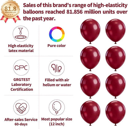 110pcs Burgundy Red Balloon 12 Inch, Burgundy Red Latex Balloons - Image 2