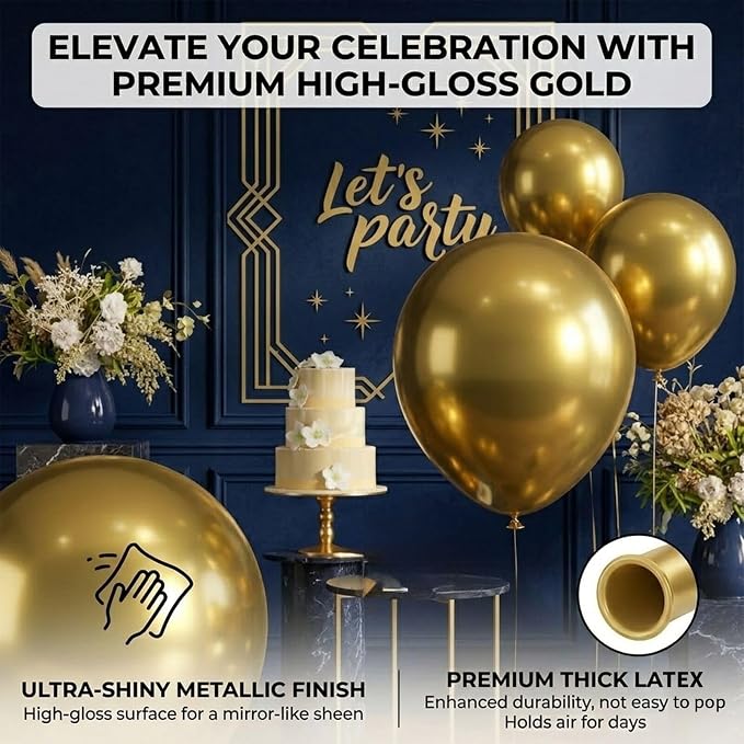 114pcs Metallic Gold Balloons Arch Kit, 18 12 10 5 inch Gold Balloons | - Image 4