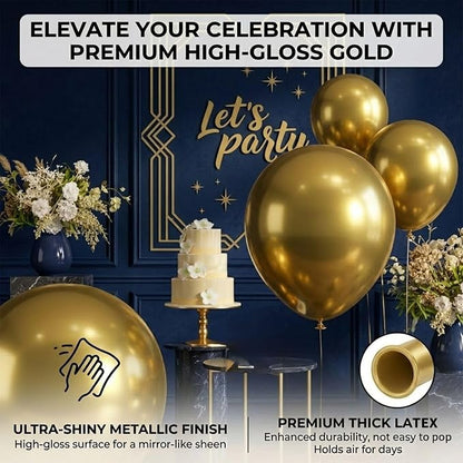 114pcs Metallic Gold Balloons Arch Kit, 18 12 10 5 inch Gold Balloons | - Image 4