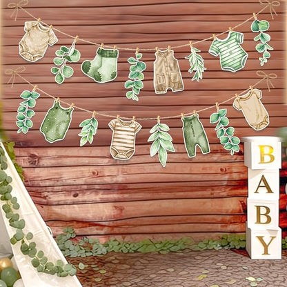 Greenery Baby Shower Decorations Sage Green Baby Shower Banner Oh Baby Party - Image 8