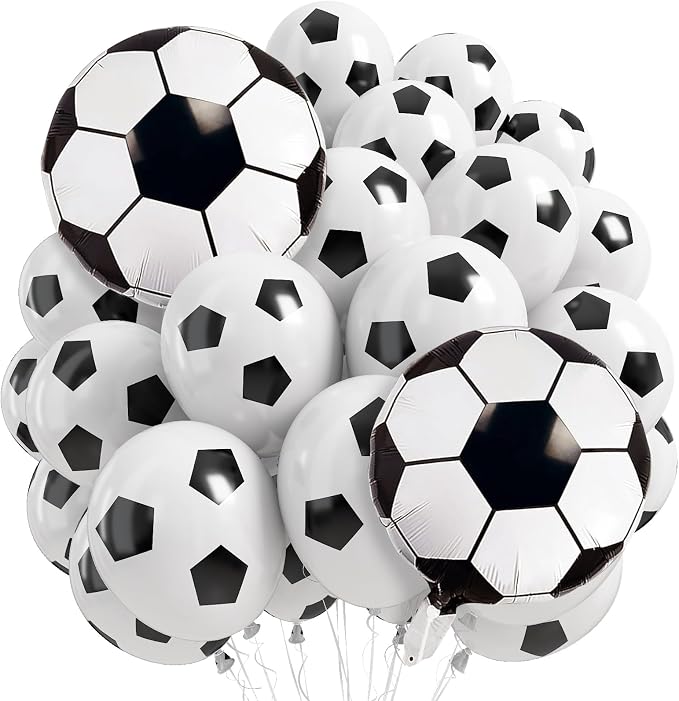 HILAVO Soccer Balloons 18 Inch Black and White Soccer Ball Foil Balloons Print by HILAVO
