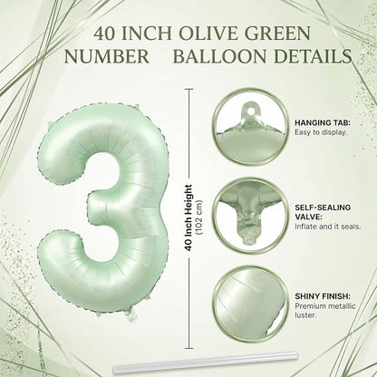 Olive Green Number 13 Balloon 40 Inch, Boho Hanging Sign - Image 4
