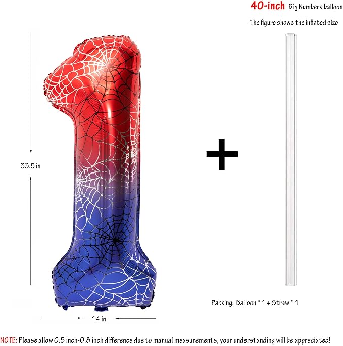 40 In Red And Blue Birthday Theme Large Number 1 Balloon | Giant Large Helium - Image 2