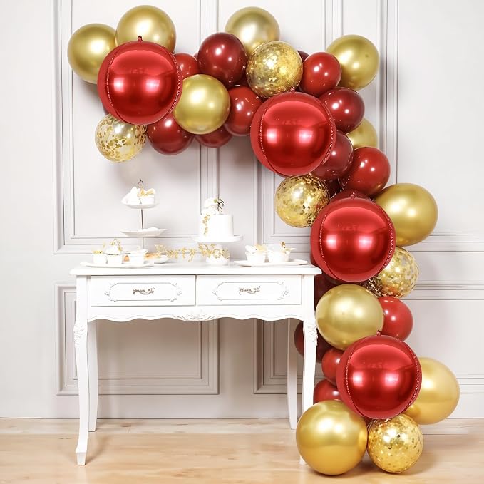 6Pcs Red Round Foil Balloons, Giant 4D Round Ball Balloons, 22 Inch Metallic - Image 5