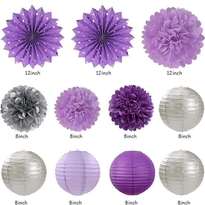 Purple Lilac-Lavender Silver Women Birthday Party-Decorations - Image 2