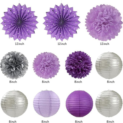 Purple Lilac-Lavender Silver Women Birthday Party-Decorations - Image 2