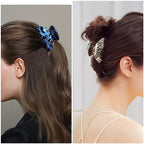 2Pcs Medium Tortoise Shell Claw Hair Clips, Elegant French Design Celluloid Hair Jaw Grips for Women