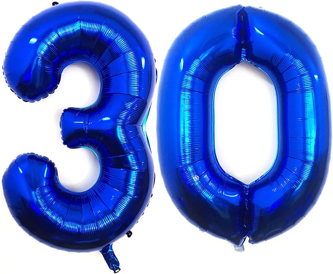 40 Inch Navy Blue 30 Number Balloons Giant Jumbo Huge 30 Foil Mylar Helium by LHOAVWE
