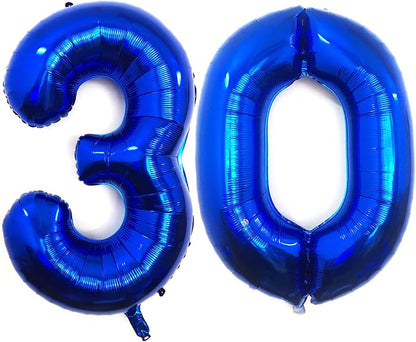 40 Inch Navy Blue 30 Number Balloons Giant Jumbo Huge 30 Foil Mylar Helium by LHOAVWE