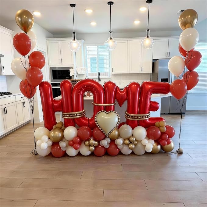 Red HOME Balloons 40 Inch, Large HOME Letter Banner - Image 4