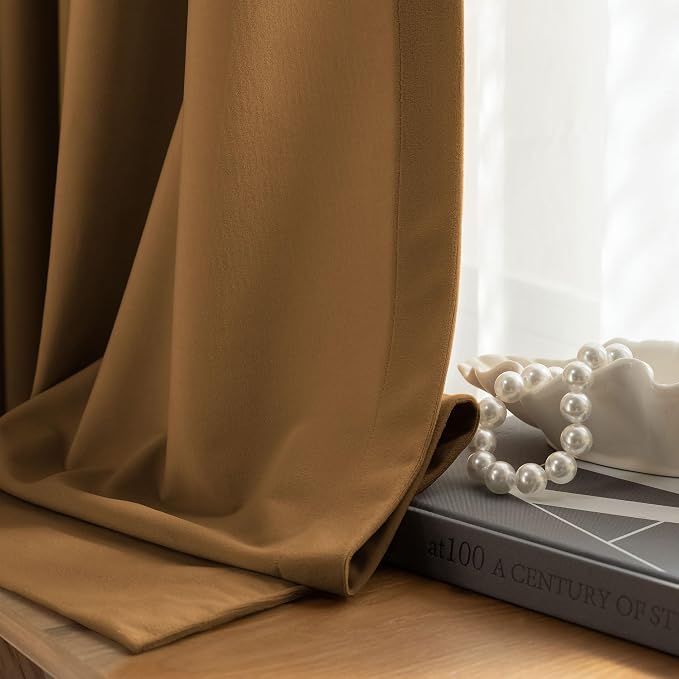 Beauoop Golden Brown Velvet Curtain - Image 5