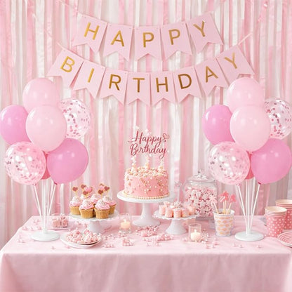 4Set Pink Birthday Party Decorations, Light Pink Balloon Stands - Image 7