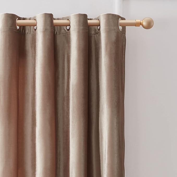 BULBUL Taupe Velvet Blackout Curtains 63 inches - Image 2