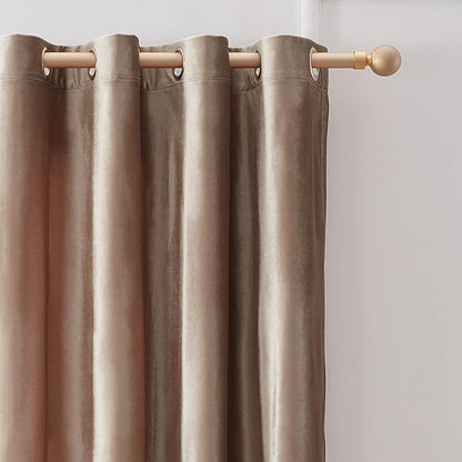 BULBUL Taupe Velvet Blackout Curtains 63 inches - Image 2