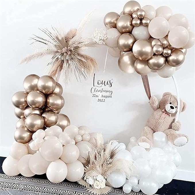 Champagne Gold and White Balloons, Neutral Ivory White Gold Balloons - Image 4