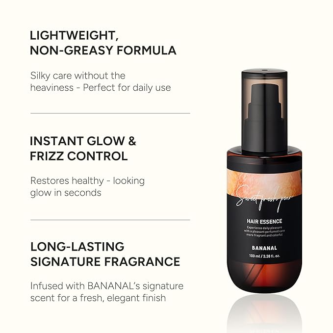 2-in-1 Korean Hair Perfume Oil & Serum with Morrocan Argan Oil & 12 Amino Acids for Dry, Damaged, Glass Hair Shine & Frizz-Control – Paraben & Alcohol-Free – Sweet Fresh Pear – 100ml / 3.38 fl oz