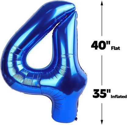 Navy Blue Number 4 Balloon 40 inch, 4th Birthday Party Balloons Decorations | - Image 2
