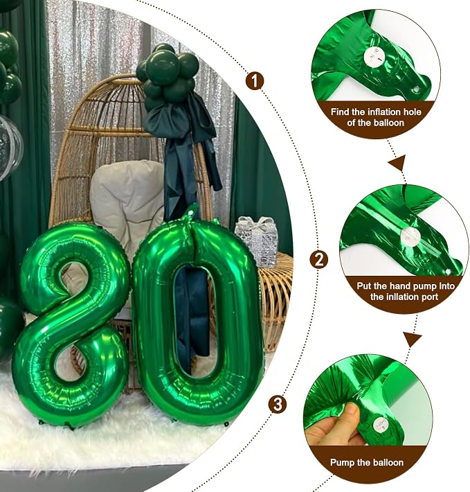 2 Balloon 40 inch Dark Green Number Balloons - Image 5