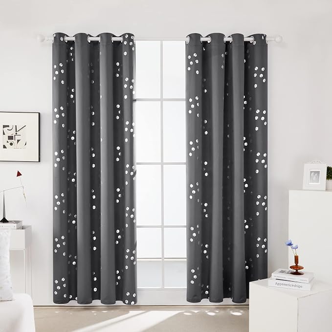 Deconovo Blackout Curtains, Dark Grey Thermal Insulated Grommet Drapes - Image 2