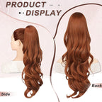 Ponytail Extension, Drawstring Ponytail Extension for Women 26 Inch Long Wavy Pony Tails Hair Extensions Synthetic Clip in Ponytail Hairpiece for Women(350#)