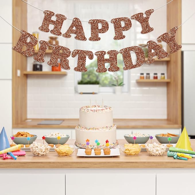 Brown Happy Birthday Banner Birthday Party Decorations Happy Birthday Banner - Image 2