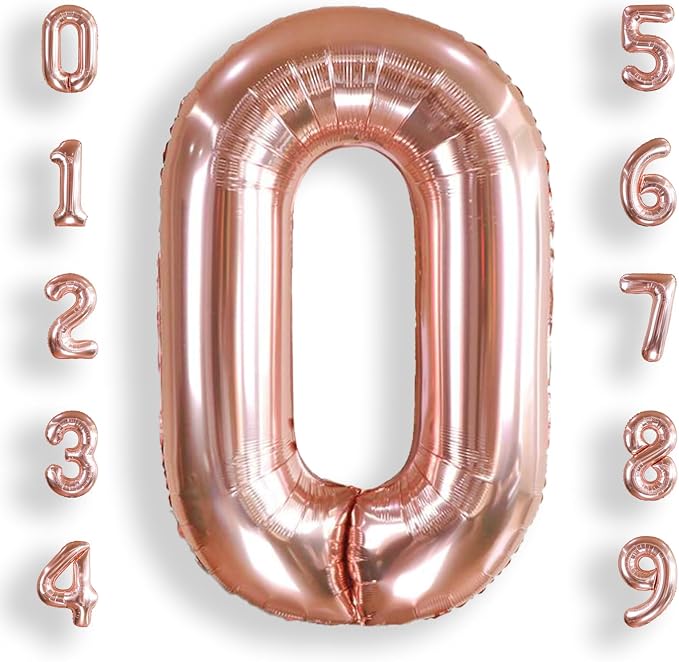 AULE 40 Inch Rose Gold 0 Balloon Number Foil 0-9 Birthday Big Numbers | by AULE