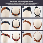 DRESHOW 8 Pack Adjustable Knotted Headbands Non Slip Elastic Yoga Hair Bands Solid Colors Headbands for Women and Girls
