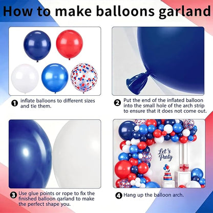 Red Blue White Balloon Arch Kit, Patriotic Decor | Navy Pearl Dark Blue - Image 3