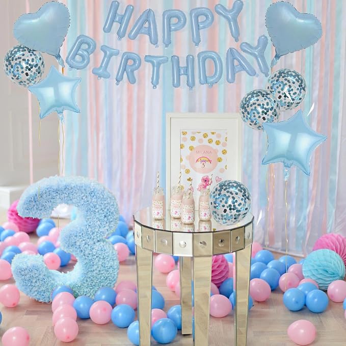 27 Pcs Light Blue Birthday Decorations, 3D Letters Light Blue Happy Birthday - Image 3