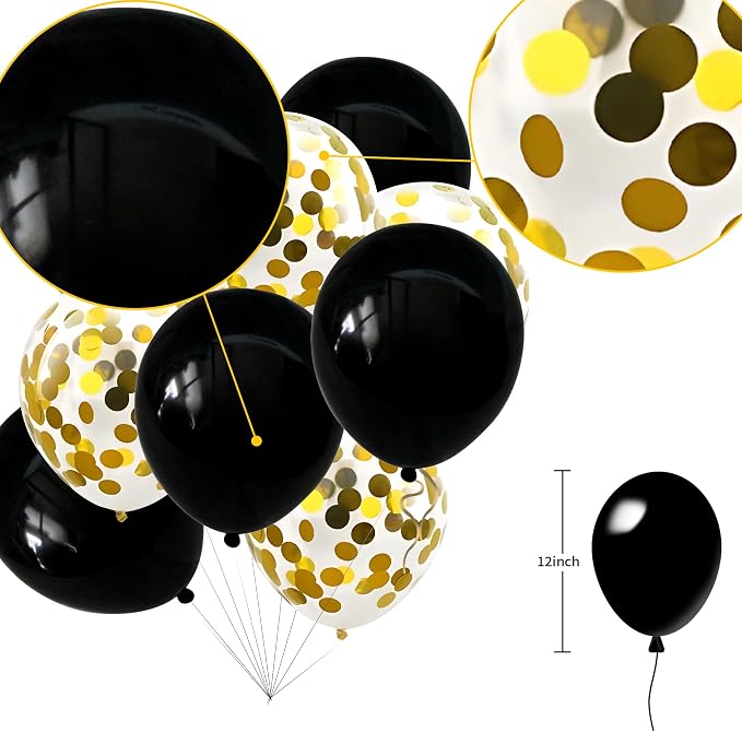 Good Luck We Will Miss You Banner Glitter Black Gold Banner Balloon Garland - Image 5