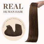 GOO GOO Clip in Hair Extensions Real Human Hair, Remy Human Hair Extensions Clip ins for Women, Natural Human Hair, 22inch 150g 7Pcs, 4A Chocolate Brown