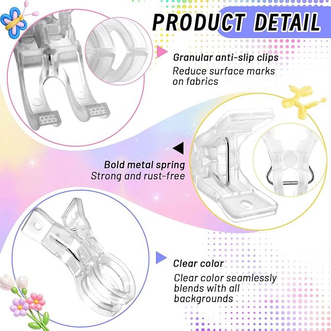 20 Pack Balloon Arch Clips, 3.5" Plastic Transparent Backdrop Spring Clamps - Image 3