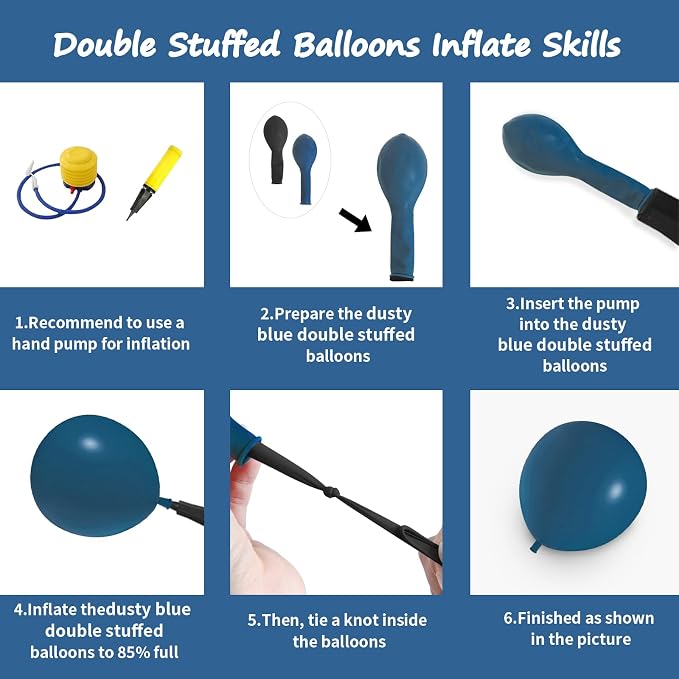 Double Stuffed Dusty Blue Balloon Garland Arch Kit | 18/12/10/5inch Different - Image 2