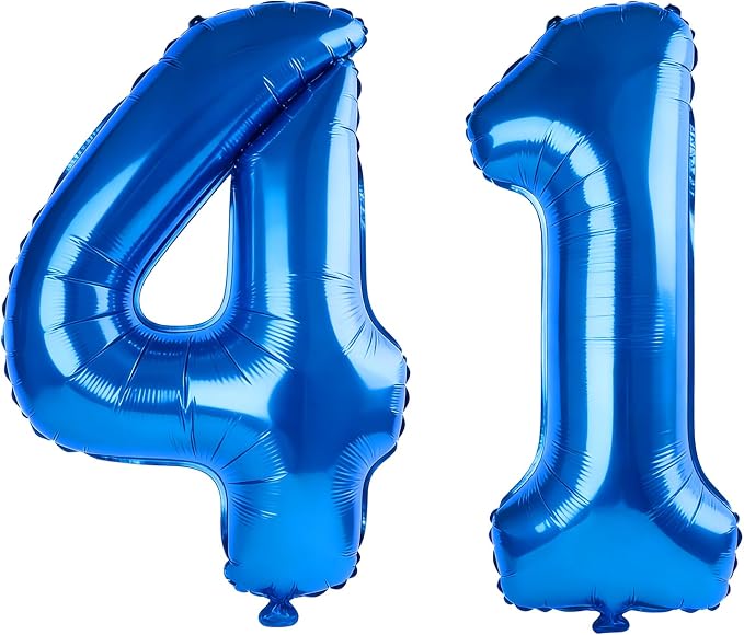40 Inch Number 41 Balloons for 41st Birthday Party Decorations, 0-100 Dark Blue by FOBELEC