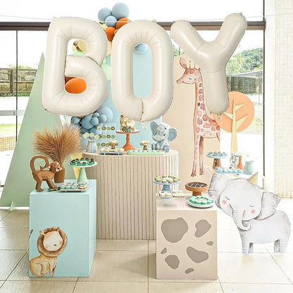 40 Inch Beige BOY Balloons, Large Cream White Sand BOY Balloon Letters - Image 6