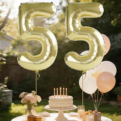 40 Inch Number 55 Balloons for 55th Birthday Party Decorations, 0-100 Champagne - Image 3