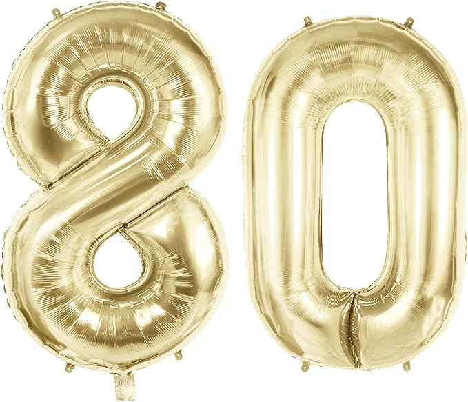 Number 80 Balloons for 80th Birthday Party Decorations, 40 Inch 0-100 by Joycard