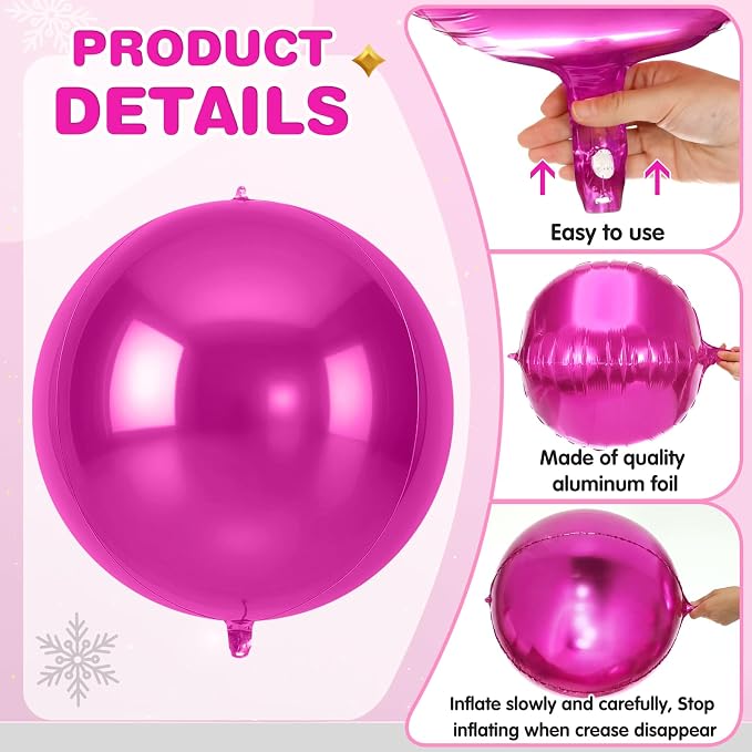 Jenaai 30 Set Round Foil Balloons Bulk 22 Inch 4d Metallic Giant Balloons Set - Image 2