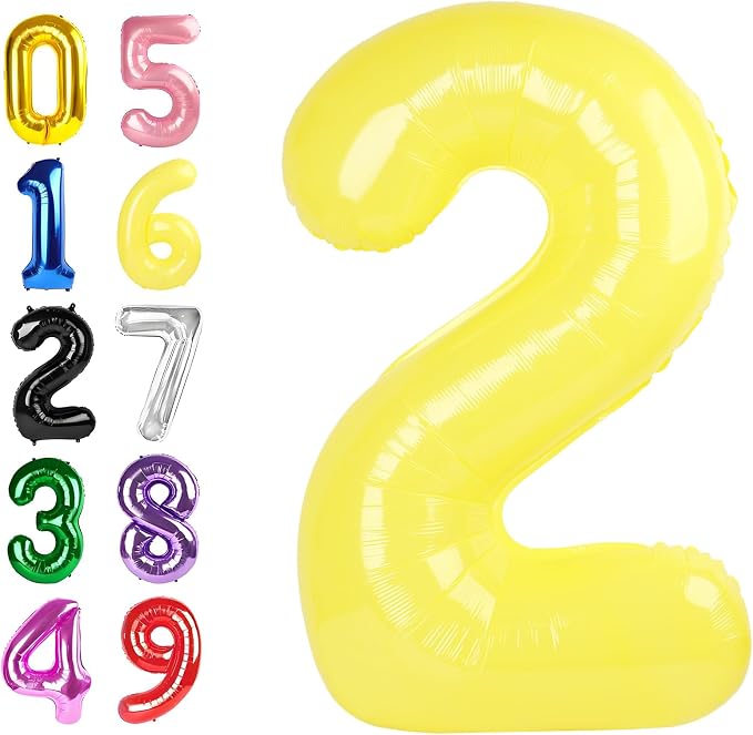 1 Balloon Number 40 Inch for Yellow Birthday Party Decorations | Mix & Match by Argthjy