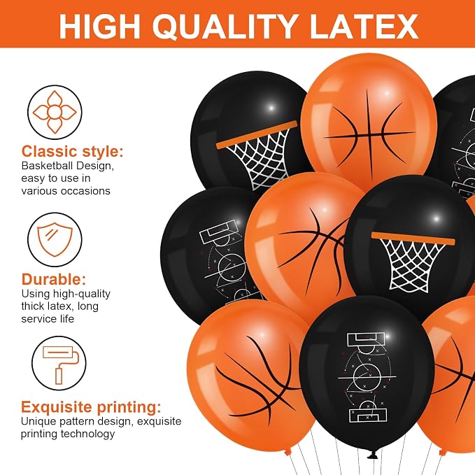 Censen 45 Pieces Basketball Balloons Party Decorations 12 Inch Basketball Latex - Image 3